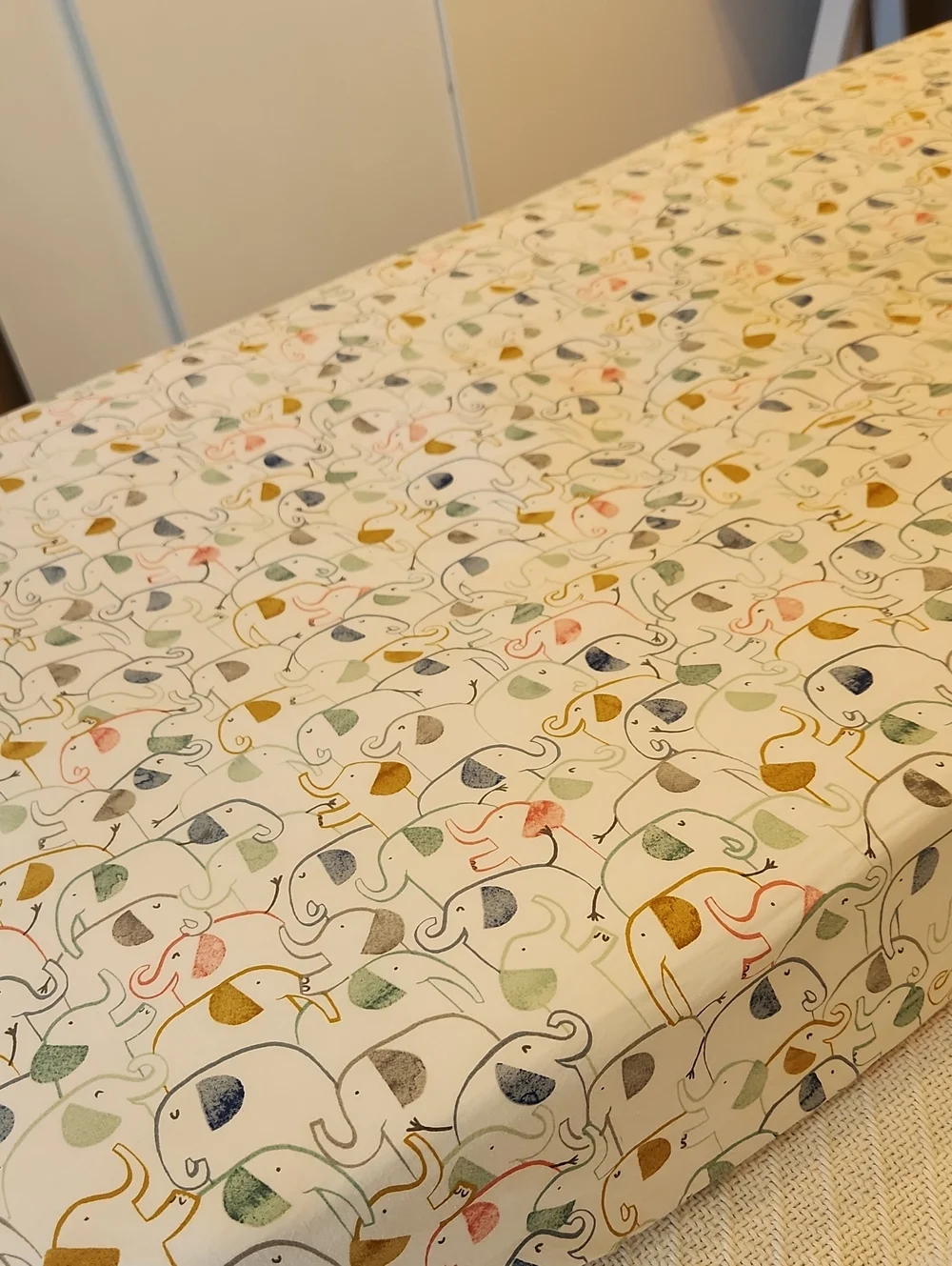 Pottery Barn Kids Pastel Elephant Crib Sheet